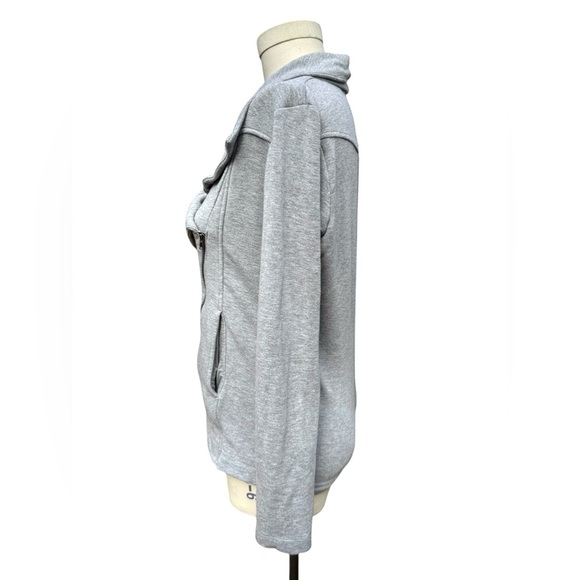 Market & Spruce Antonia Asymmetrical Side Zip Moto Knit Cardigan in Gray, Small - Picture 4 of 12
